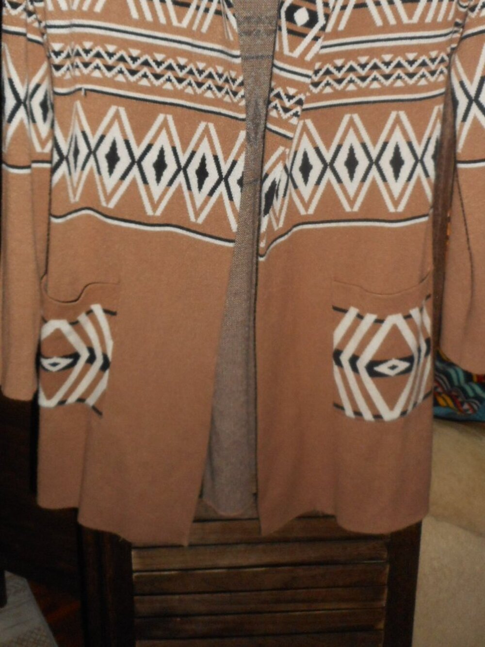 Rachel Zoe Aztec Western print hooded duster sweater cardigan, Medium - Picture 4 of 8